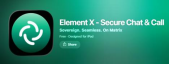 Capture de l’application mobile Element X